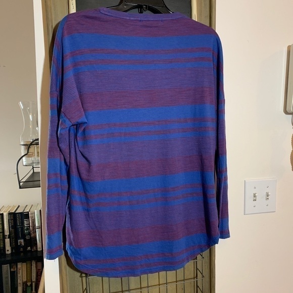 Anthropologie Stateside Striped Mock Wrap Long Sleeve Top Size XS Purple Blue - Picture 8 of 9